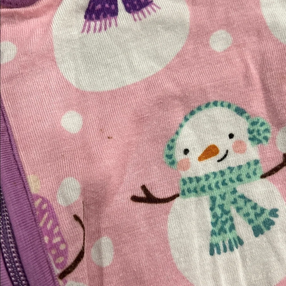 Little Sleepies Pink and Purple Snowman bamboo pajamas 6-12 months